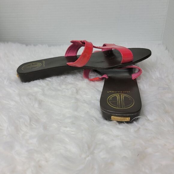 Lilly Pulitzer Phipps Slide Patent Leather Sandals 8 Princess Pink Shoes Flats - Picture 5 of 9